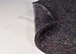 VibroFiltr 12mm acoustic felt, corner showing thickness and adhesive layer
