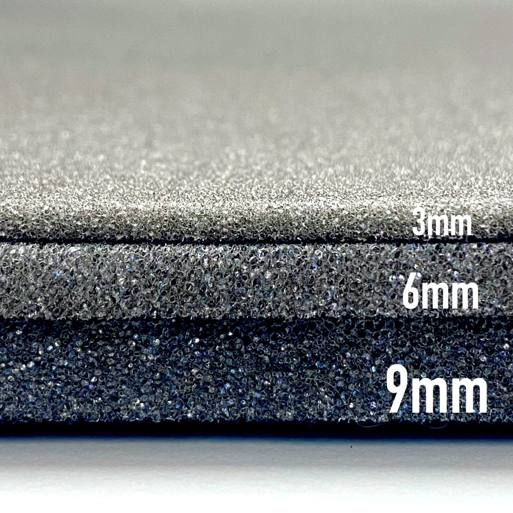 Scrim Foam Thickness Comparison - 3mm, 6mm, 9mm