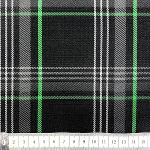 Volkswagen Golf GTI seat fabric with foam backing Colour: green tartan pattern on black background