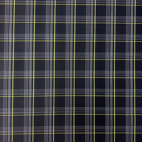 Volkswagen Golf GTI seat fabric with foam backing Colour: yellow tartan pattern on black background