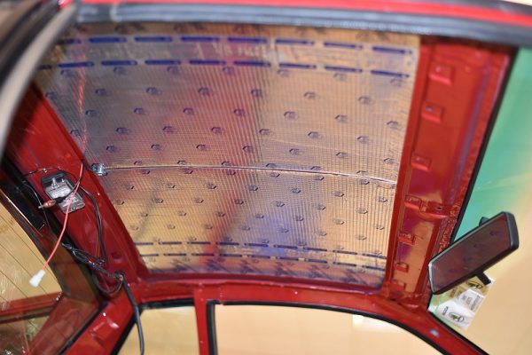 2mm sound deadening mat applied to a vehicle roof