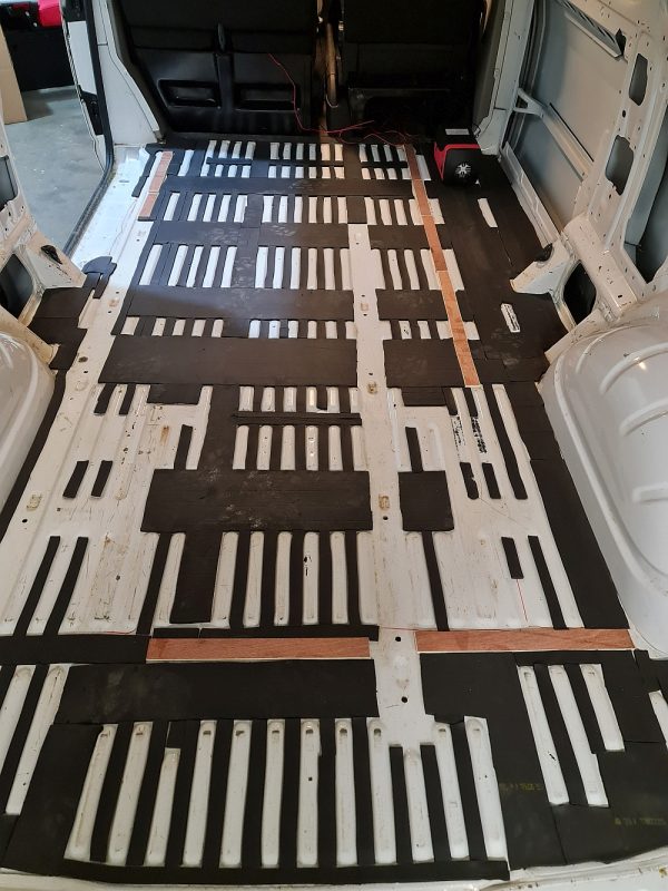 6mm ST-Mat strips fitted between the corrugated ribs of a van floor